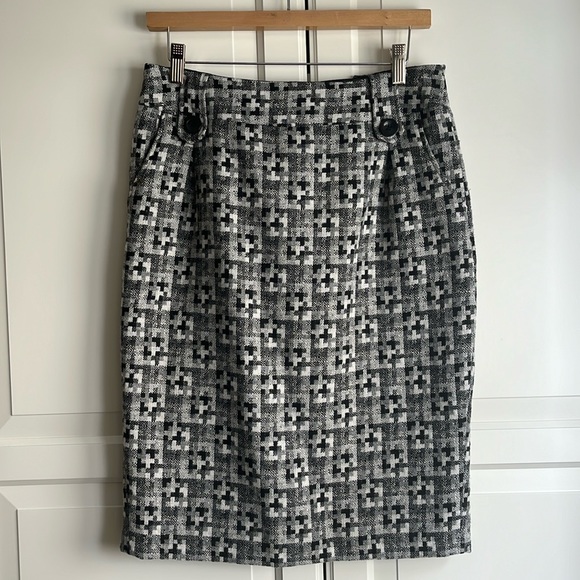 Vintage Y2K Dalia Collection black/grey/white lined pencil skirt. Size US8 - Picture 1 of 11